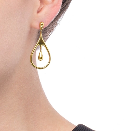 Style Drops Yellow Gold Plated Short Earrings-